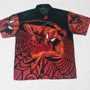 Marvel 2001 Spiderman Button Up Short Sleeve Shirt